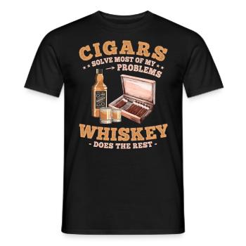 Funny Cigar Sayings for Whiskey and Cigars Lovers - Men's T-Shirt - black - Front - AI Model Male 178 light (178cm)