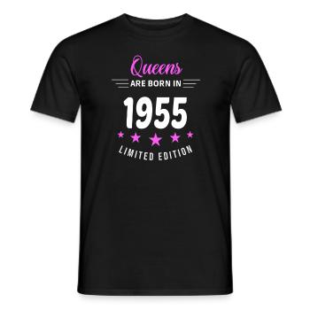 QUEENS ARE BORN IN 1955 - Men's T-Shirt - black - Front - AI Model Male 178 light (178cm)