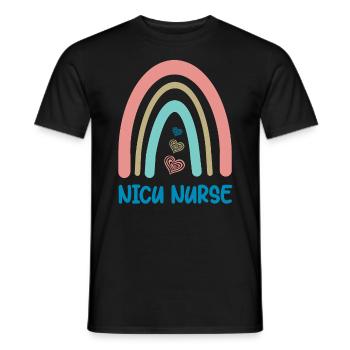 NICU Nurse - Rainbow Heart - Men's T-Shirt - black - Front - AI Model Male 178 light (178cm)