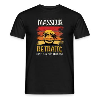 masseur retraité - T-shirt homme - noir - Devant - AI Model Male 178 light (178cm)