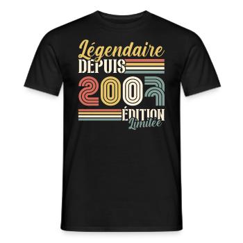 Légendaire Depuis 2007 - T-shirt homme - noir - Devant - AI Model Male 178 light (178cm)
