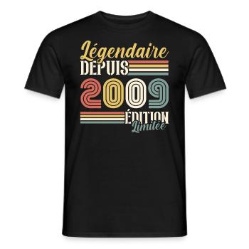 Légendaire Depuis 2009 - T-shirt homme - noir - Devant - AI Model Male 178 light (178cm)