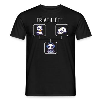 Humour Gamer Panda Triathlete Cadeau Jeux Video - T-shirt homme - noir - Devant - AI Model Male 178 light (178cm)