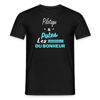 potes les ingrédients du bonheur Pilotage - T-shirt homme - noir - Devant - AI Model Male 178 light (178cm)