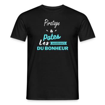 potes les ingrédients du bonheur Piratage - T-shirt homme - noir - Devant - AI Model Male 178 light (178cm)