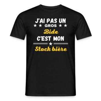 J'ai pas un Gros Bide c'est mon stock bière - T-shirt homme - noir - Devant - AI Model Male 178 light (178cm)