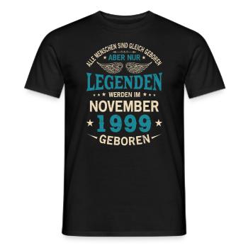 All people are equal Born November 1999 - Men's T-Shirt - black - Front - AI Model Male 178 light (178cm)
