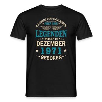 All people are born equal December 1971 - Men's T-Shirt - black - Front - AI Model Male 178 light (178cm)