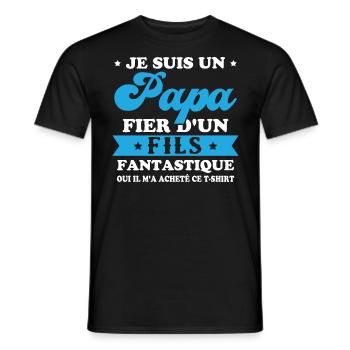 Je suis un papa fier d'un fils, Cadeau papa - T-shirt homme - noir - Devant - AI Model Male 178 light (178cm)