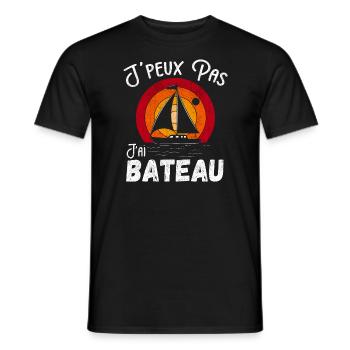 J'peux pas j'ai bateau - rétro Vintage - T-shirt homme - noir - Devant - AI Model Male 178 light (178cm)