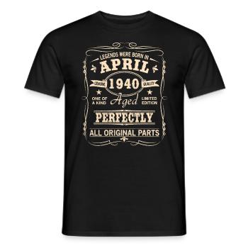 Millésime avril 1940 Anniversaire - T-shirt homme - noir - Devant - AI Model Male 178 light (178cm)