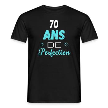 âge de la perfection cadeau humoristique 70 ans - T-shirt homme - noir - Devant - AI Model Male 178 light (178cm)