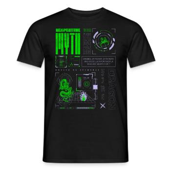Retro Y2K Streetwear Dragon Illustration - Men's T-Shirt - black - Front - AI Model Male 178 light (178cm)
