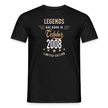 Legends are born in October 2008 - Men's T-Shirt - black - Front - AI Model Male 178 light (178cm)
