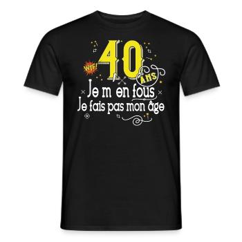 40 Ans Anniversaire Cadeau WTF Humour - T-shirt homme - noir - Devant - AI Model Male 178 light (178cm)