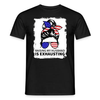 Meinen Mann großzuziehen ist anstrengend - Unordentliches Brötchen - Männer T-Shirt - Schwarz - Vorne - AI Model Male 178 light (178cm)