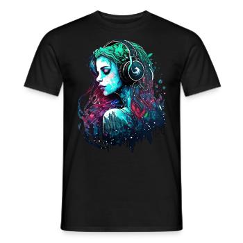 Sirène, DJ, Chemin d’eau, Belle femme - T-shirt homme - noir - Devant - AI Model Male 178 light (178cm)