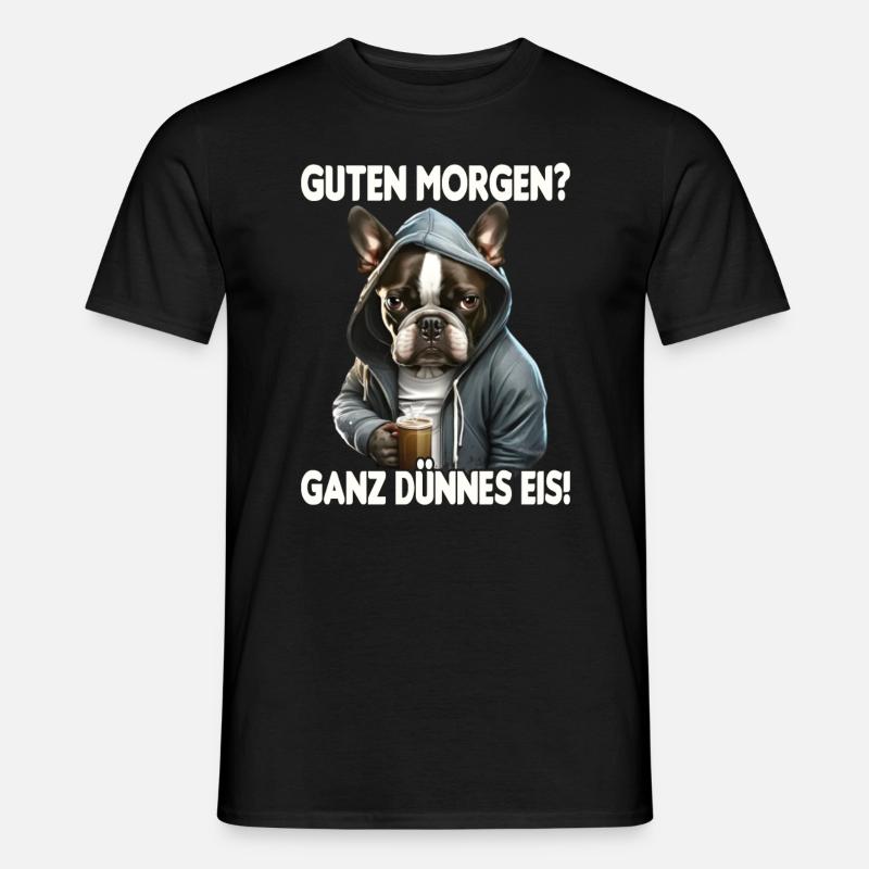 Hund Kaffee Morgenmuffel Mitarbeiter Geschenk - Männer T-Shirt - Schwarz