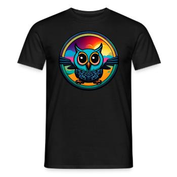 Cute Owl Circle - Men's T-Shirt - black - Front - AI Model Male 178 light (178cm)