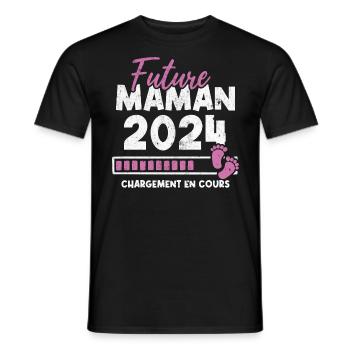 Future maman 2024 chargement en cours - T-shirt homme - noir - Devant - AI Model Male 178 light (178cm)