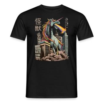 Kaiju Einhorn Japanisches Monster Anime Manga - Männer T-Shirt - Schwarz - Vorne - AI Model Male 178 light (178cm)