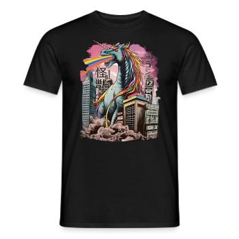 Kaiju Einhorn Japanisches Monster Anime Manga - Männer T-Shirt - Schwarz - Vorne - AI Model Male 178 light (178cm)