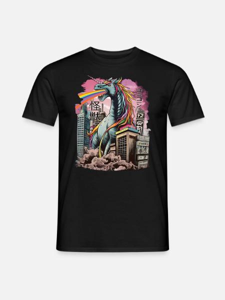 Kaiju Unicorn Japoński Monster Anime Manga - T-shirt męski - czarny
