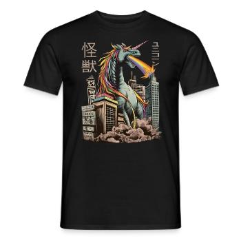 Kaiju Einhorn Japanisches Monster Anime Manga - Männer T-Shirt - Schwarz - Vorne - AI Model Male 178 light (178cm)