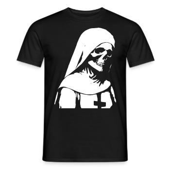 Reveal Your Enigmatic Charm with Unholy Nun, Sata - Men's T-Shirt - black - Front - AI Model Male 178 light (178cm)