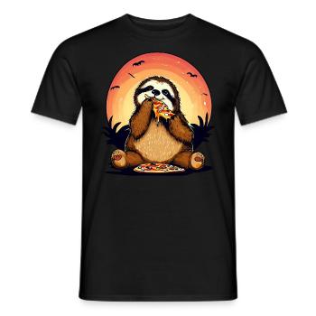 Pizza Faultier im Sonnenuntergang - Männer T-Shirt - Schwarz - Vorne - AI Model Male 178 light (178cm)