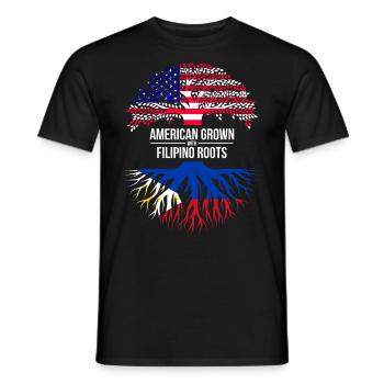 AMERIKANISCH ANGEBAUT MIT PHILIPPINISCHEN WURZELN - Männer T-Shirt - Schwarz - Vorne - AI Model Male 178 light (178cm)