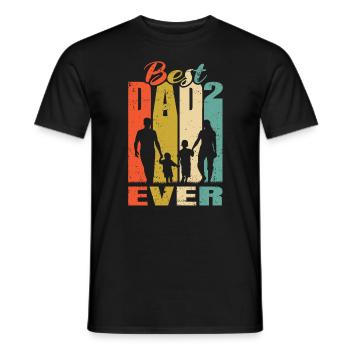 Meilleur père de tous les temps Père de 2 enfants Mari père - T-shirt homme - noir - Devant - AI Model Male 178 light (178cm)