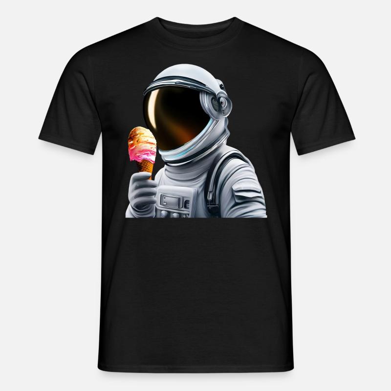 Waffel Eis Astronaut - Männer T-Shirt - Schwarz