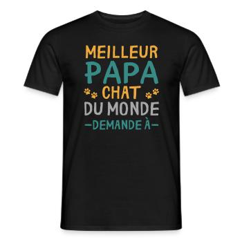 Meilleur Papa Chat Du Monde cadeau Personnalisé - T-shirt homme - noir - Devant - AI Model Male 178 light (178cm)