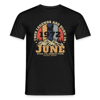 June 1972 Vintage Born in June 1972 Anniversary - Men's T-Shirt - black - Front - AI Model Male 178 light (178cm)