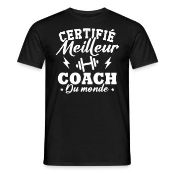 Certifié meilleur coach du monde - T-shirt homme - noir - Devant - AI Model Male 178 light (178cm)