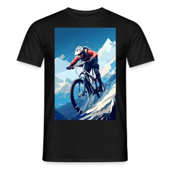 Mountain bikers on a rapid descent - Men's T-Shirt - black - Front - AI Model Male 178 light (178cm)