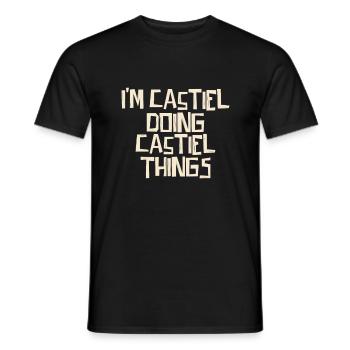 Je suis Castiel en train de faire des choses Castiel - T-shirt homme - noir - Devant - AI Model Male 178 light (178cm)