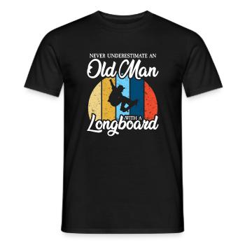 never underestimate an old man with a longboard - Männer T-Shirt - Schwarz - Vorne - AI Model Male 178 light (178cm)