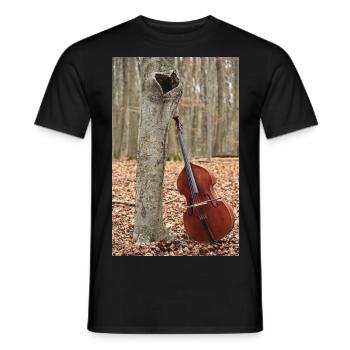 Une contrebasse sur un hêtre avec un cœur. - T-shirt homme - noir - Devant - AI Model Male 178 light (178cm)