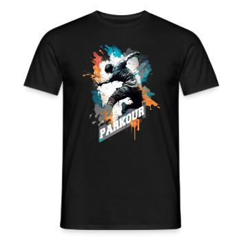 Coureurs de parkour avec lettrage - T-shirt homme - noir - Devant - AI Model Male 178 light (178cm)