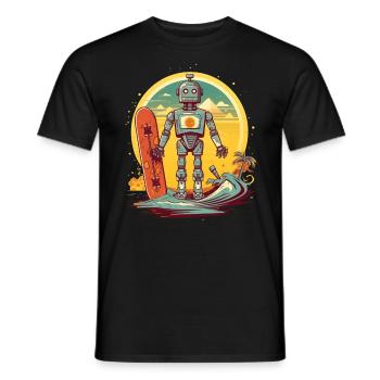Roboter am Strand - Männer T-Shirt - Schwarz - Vorne - AI Model Male 178 light (178cm)