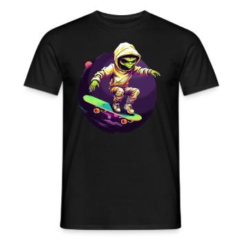 Alien auf Skateboard - Männer T-Shirt - Schwarz - Vorne - AI Model Male 178 light (178cm)