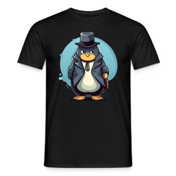 Penguin as a detective - Men's T-Shirt - black - Front - AI Model Male 178 light (178cm)