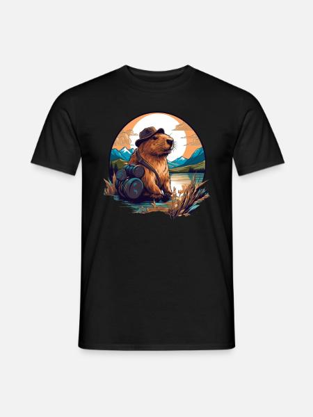 Capybara Capybara Meerschweinchen auf Tour - Männer T-Shirt - Schwarz