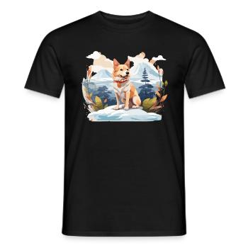 Hokkaido Hund in den Bergen - Männer T-Shirt - Schwarz - Vorne - AI Model Male 178 light (178cm)