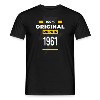 100 % original depuis 1961 CADEAU Anniversaire - T-shirt homme - noir - Devant - AI Model Male 178 light (178cm)