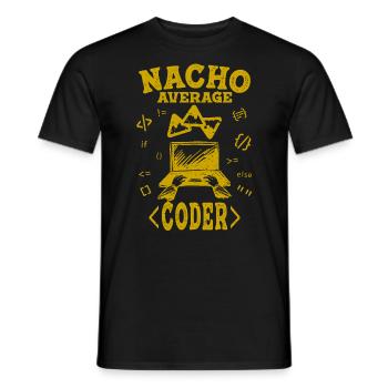 Coder Coding Funny Nacho Average Hacker Computer - Men's T-Shirt - black - Front - AI Model Male 178 light (178cm)