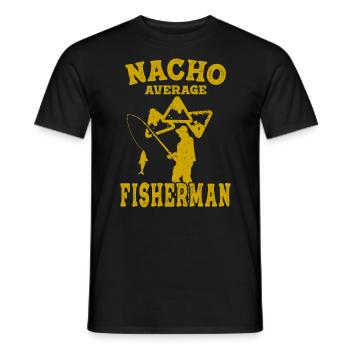 funny fishing fish fisherman nacho average - Men's T-Shirt - black - Front - AI Model Male 178 light (178cm)