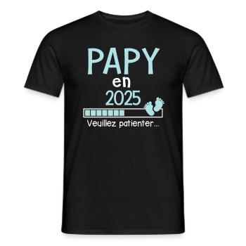 Papy en 2025 Cadeau Futur Grand-père - T-shirt homme - noir - Devant - AI Model Male 178 light (178cm)